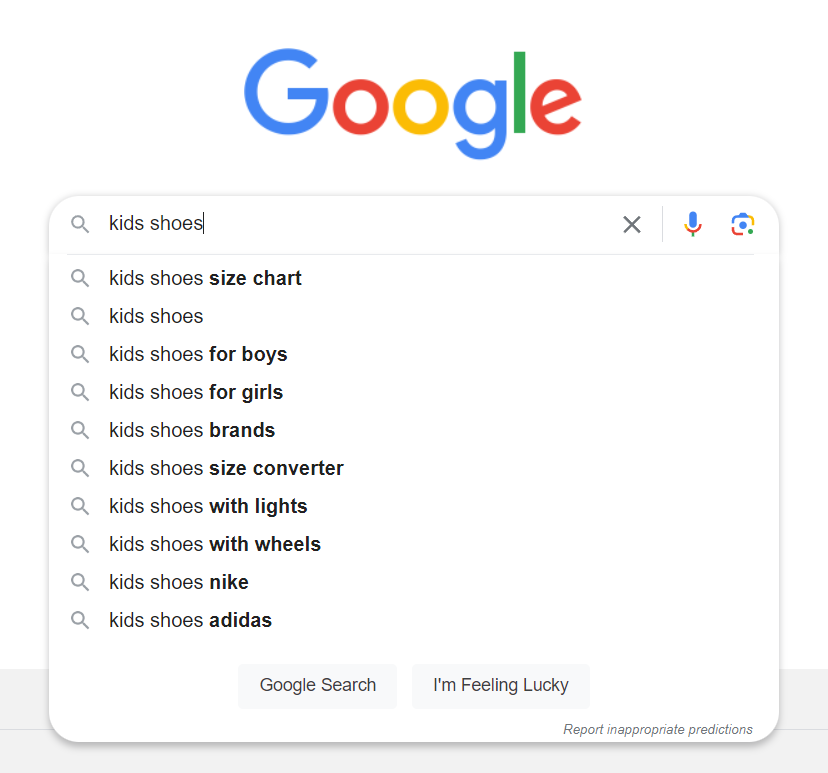 long tail keywords, google search