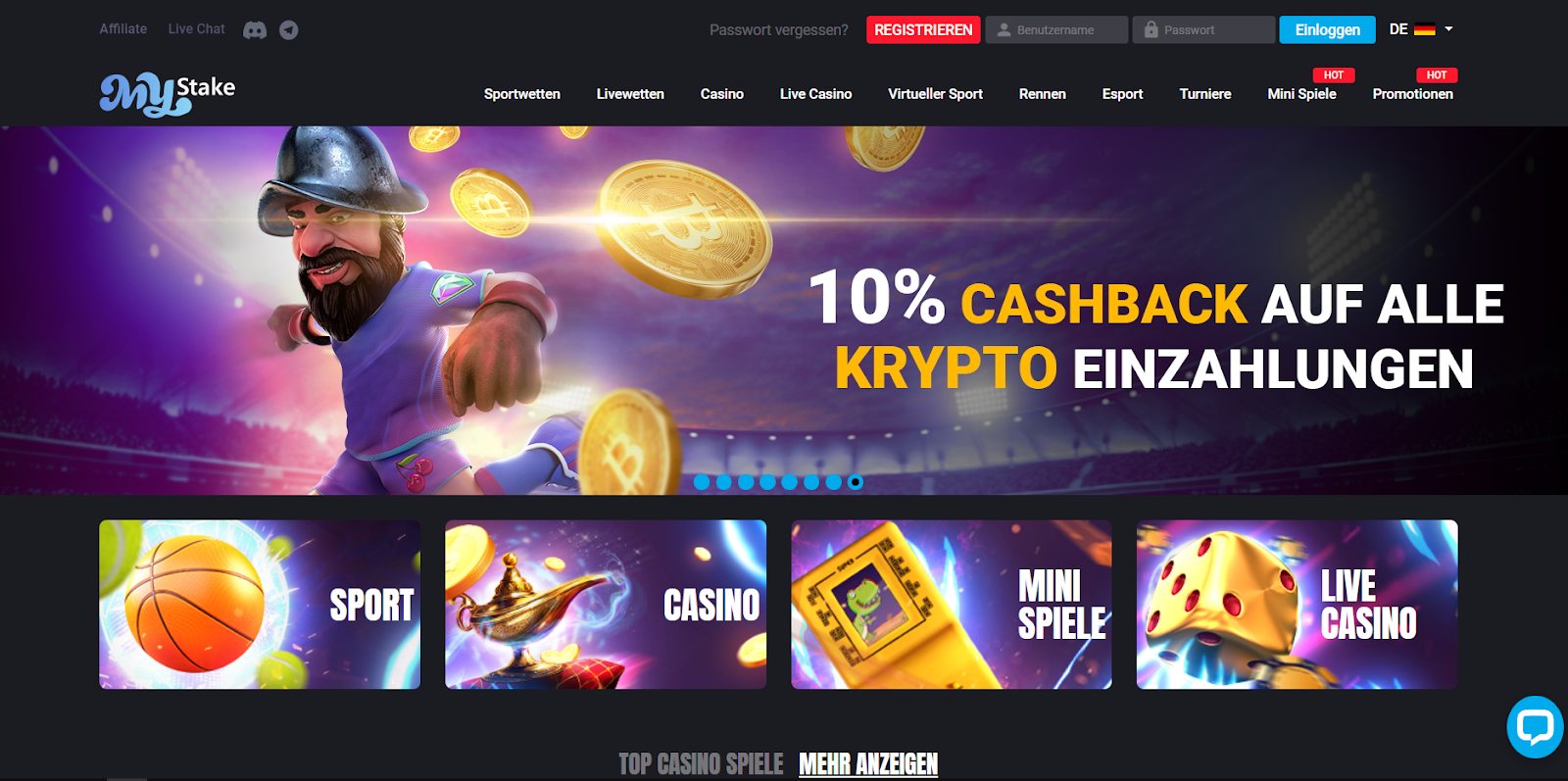 MyStake Casino Startseite