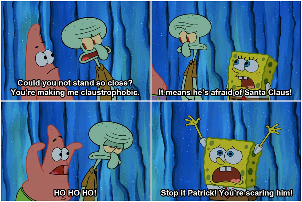 meme Squidward punya claustrophobia