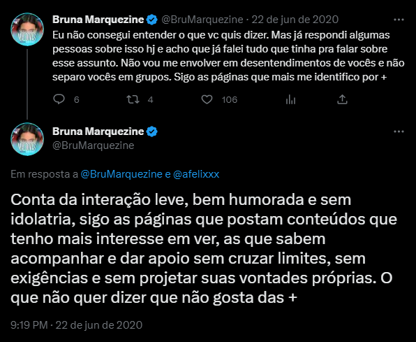 Bruna Marquezine em publicação no seu perfil oficial do Twitter