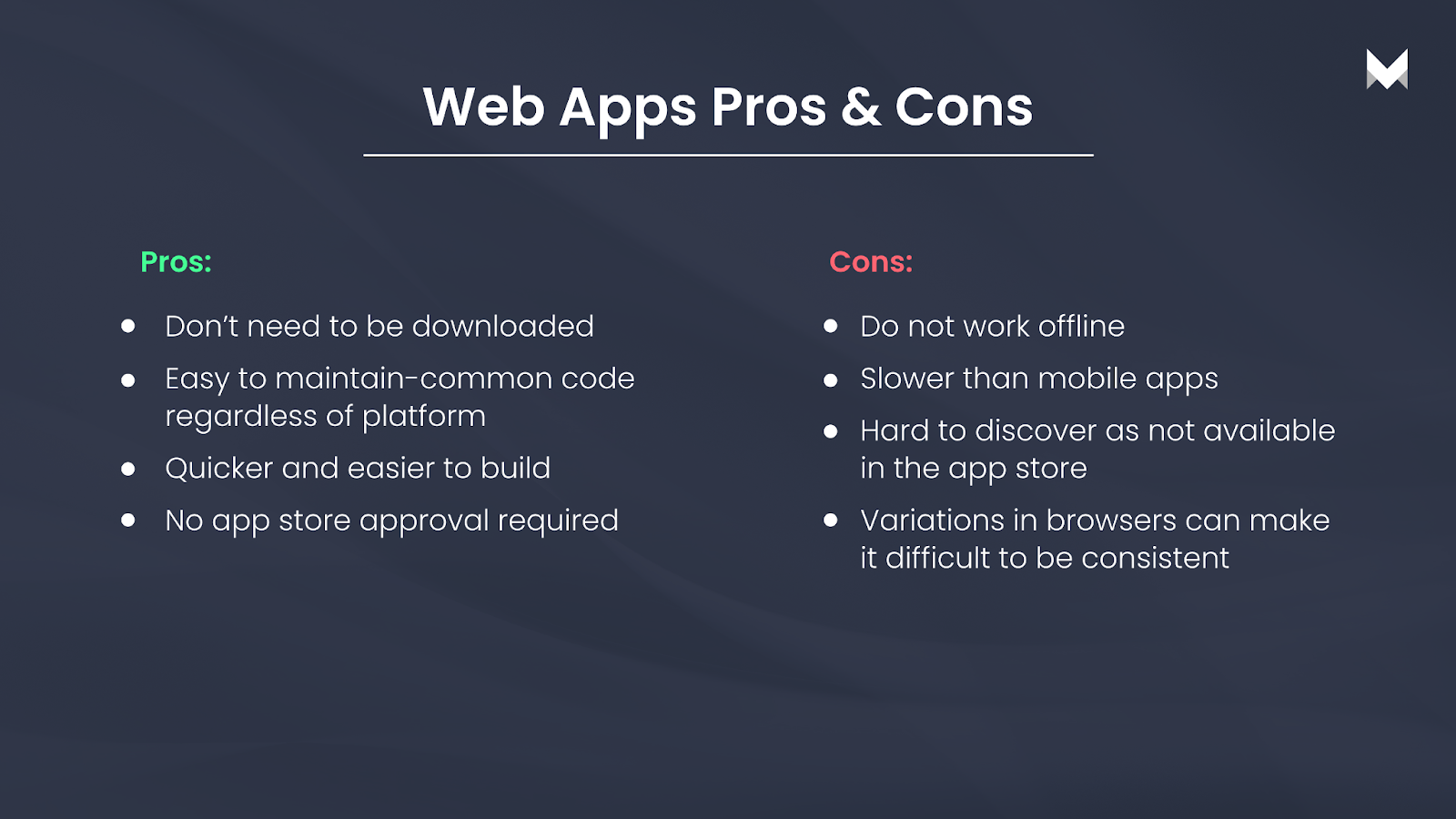 web apps pros & cons