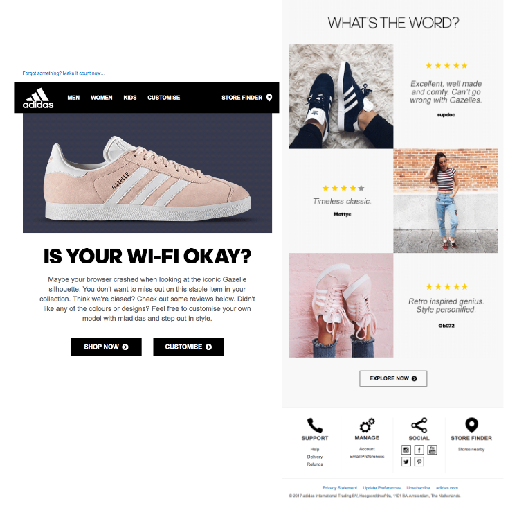 Adidas browse abandonment emails
