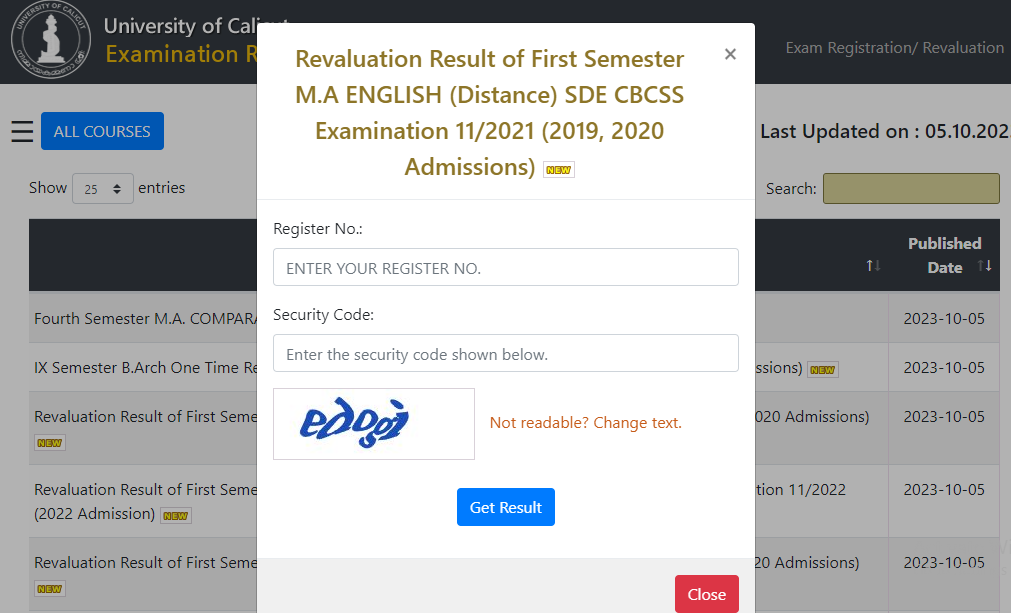 Calicut University Revaluation Process of Answer Book 2023