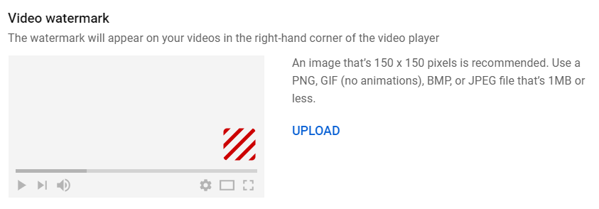 Uploading a watermark to YouTube