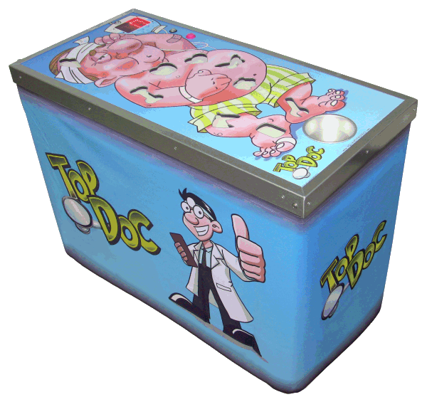 All the tension and fun of the classic game, but bigger and fun for all ages!  Is your hand steady enough to succeed at the Top Doc Giant Operation Carnival Game?  Carefully take all the pieces out of the patient with the electromagnetic wand, but don't touch the edges!  Best performance wins!