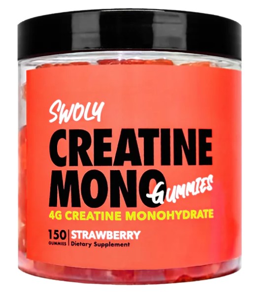 One of the best creatine gummies - Swoly Creatine Mono strawberry dietary supplement gummies