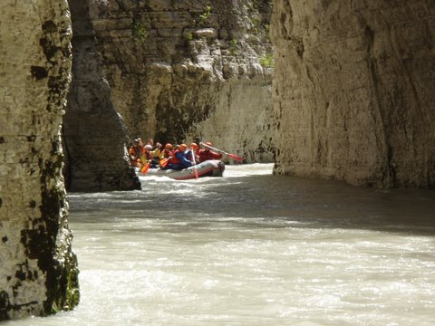 Rafting down the Osumi kanyo, one hour south of Berat in south-central Albania