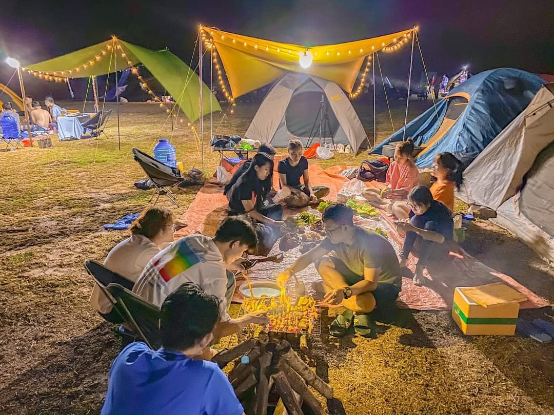 Organizing an outdoor barbecue party in the evening