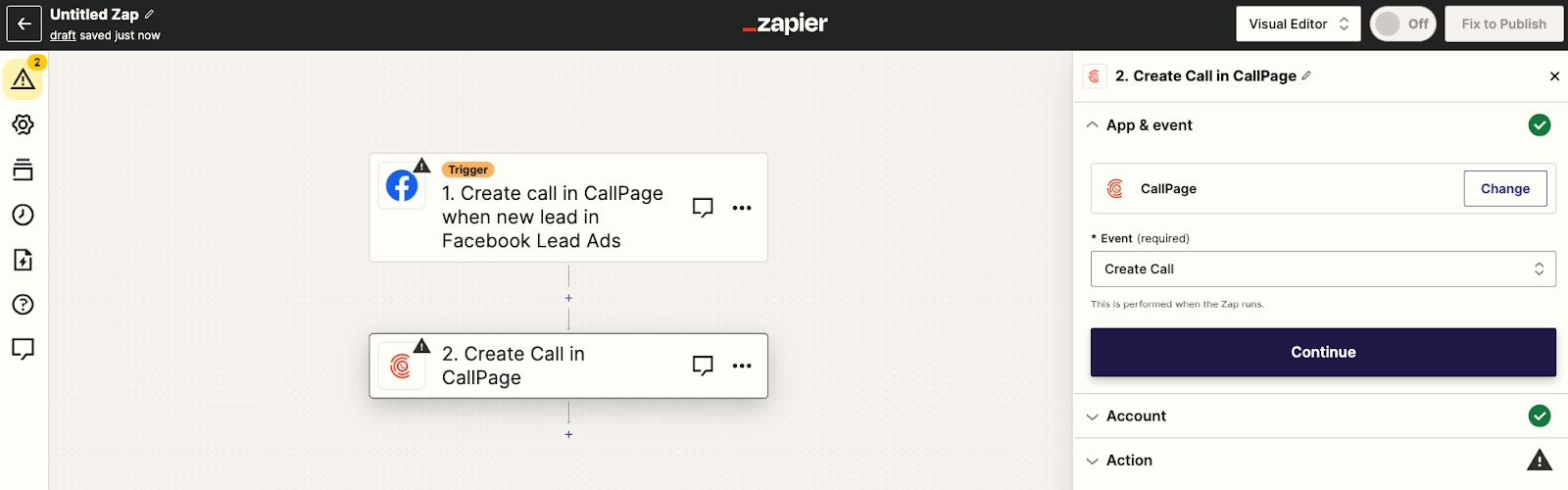 Integrating Facebook Ads with CallPage through Zapier