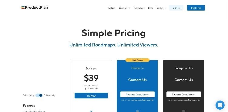 ProductPlan Pricing Page