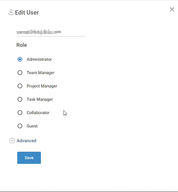 Use Advanced option to edit control access for users