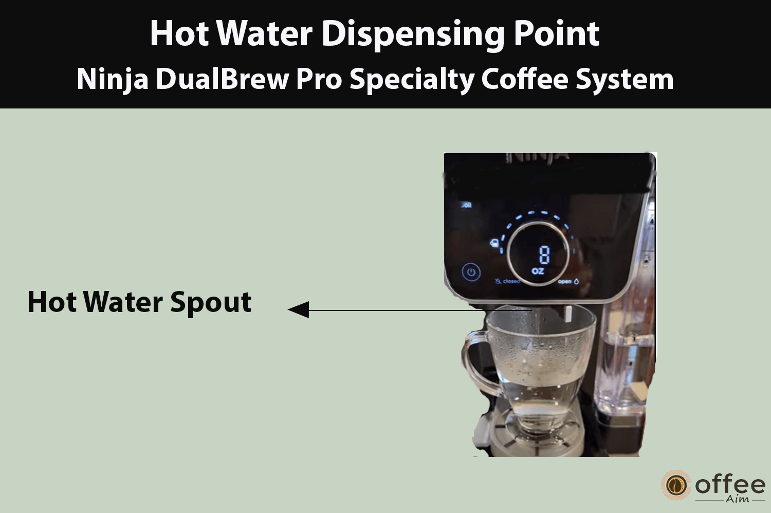 "This image highlights the hot water spout of the Ninja DualBrew Pro Specialty Coffee System, as detailed in the article 'How to Use Ninja DualBrew Pro Specialty Coffee System, Compatible with K-Cup Pods, and 12-Cup Drip Coffee Maker.'"