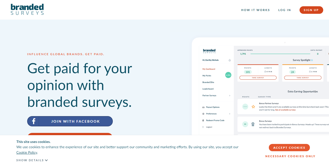 Branded surveys home page