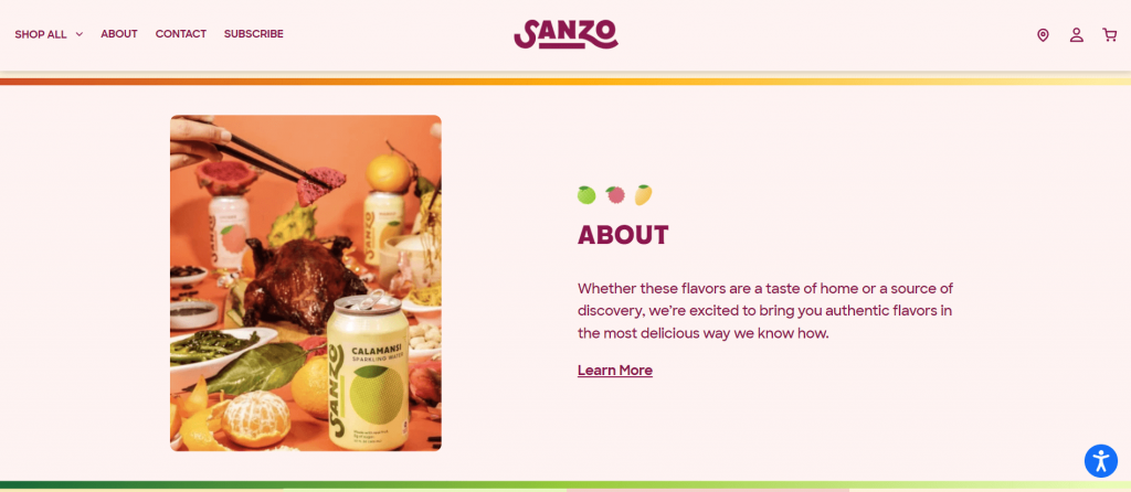 Ejemplo de la web Sanzo utilizando accesorios en una foto de producto