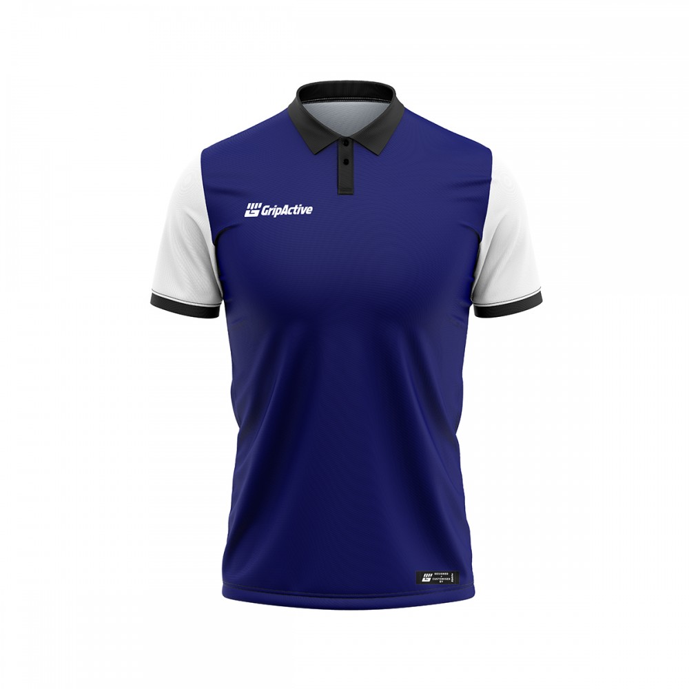 Dark Blue, Black, And White Colour Half Sleeve Rugby Polo Shirt