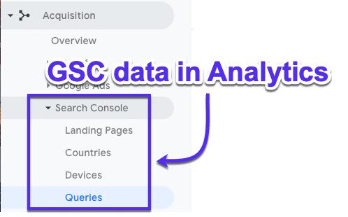 GSC data in analytics