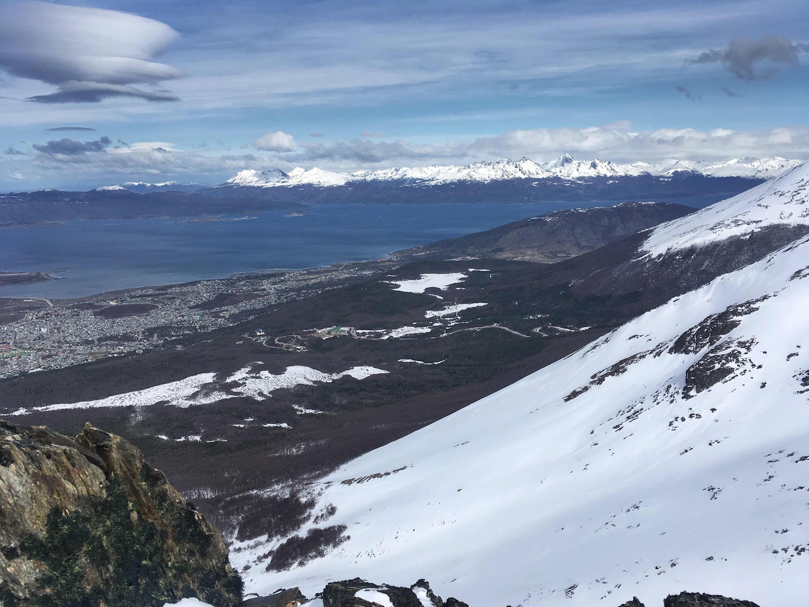 View over Ushuaia from summit of Cerro del Medio. Argentina
