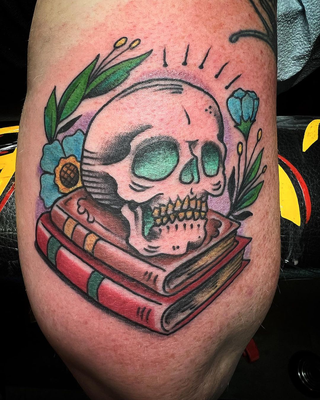 Skull And Books Tattoo