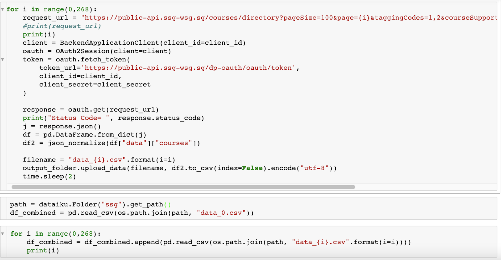 Figure 2: Code snippet used in data collection phase