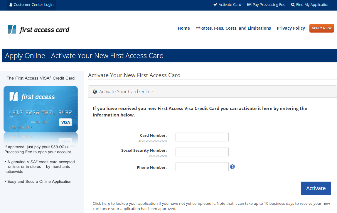 Activate Your New First Access Card
