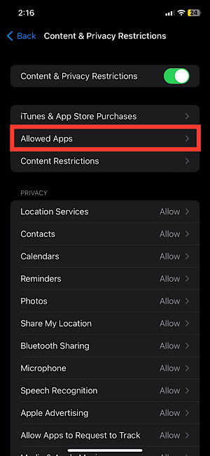 Select Allowed Apps