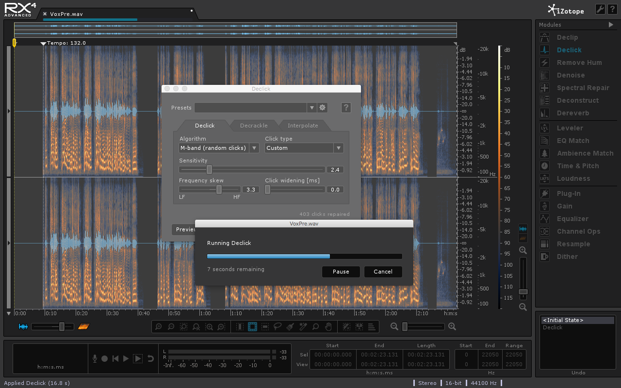 Izotope rx click removal software