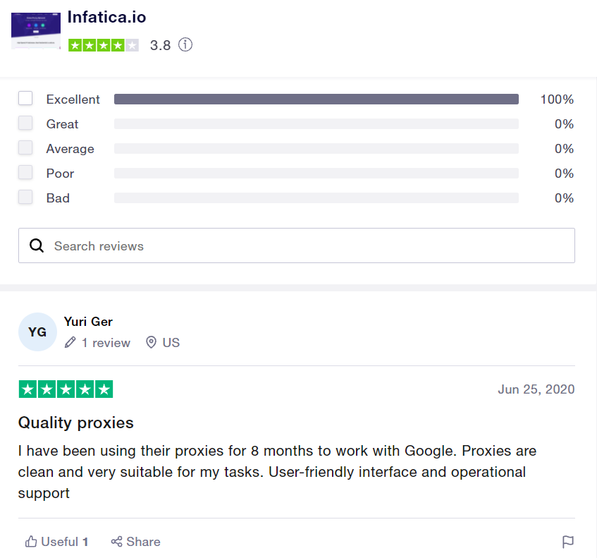 One of the customer's review on TrusPilot.com