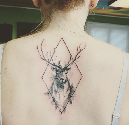 Deer Back Upper Tattoos Design