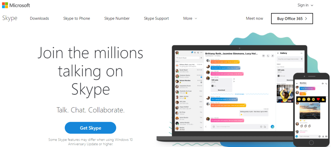 welcome page examples skype