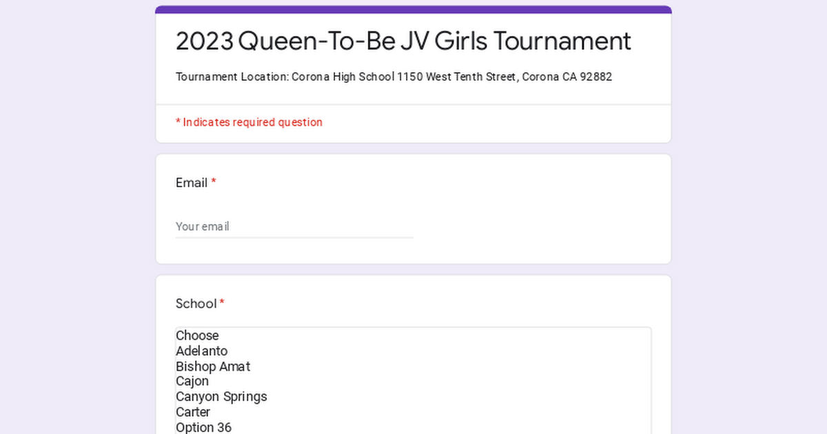 2023 Queen-To-Be JV Girls Tournament