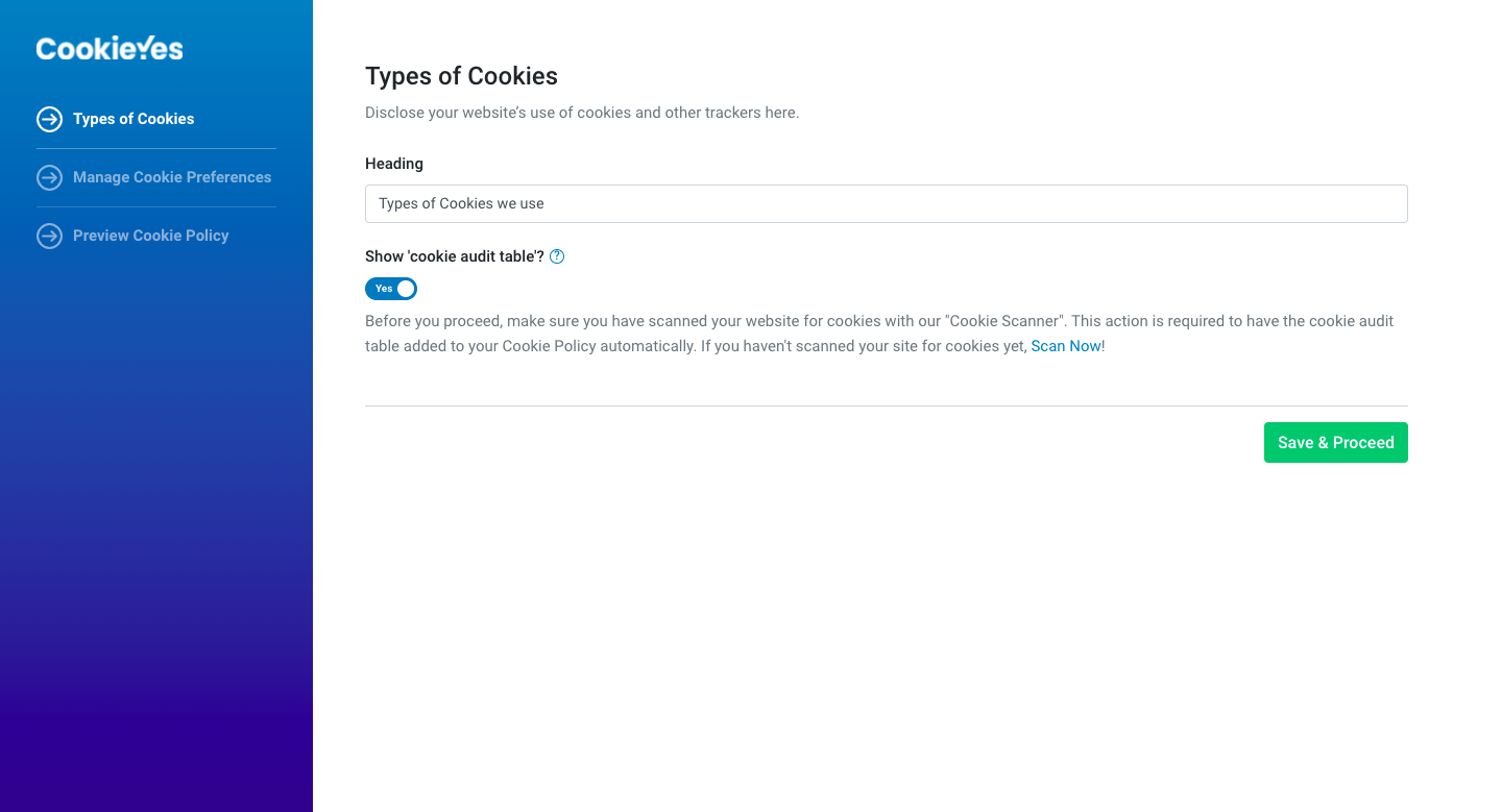 cookieyes cookie policy for Squarespace website