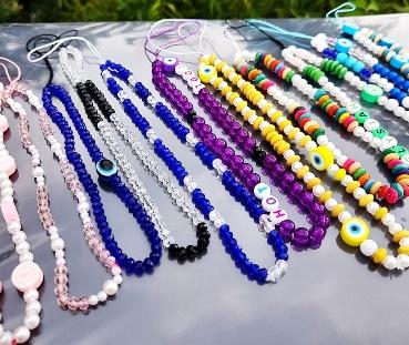 Phone Charm Strap String, Acrylic Beaded, Phone Keychain Phone Wrist S
