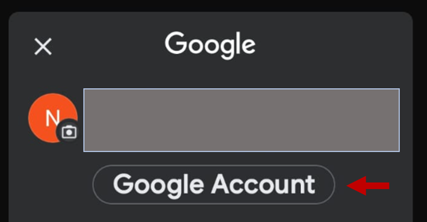 Image showing Google Account button