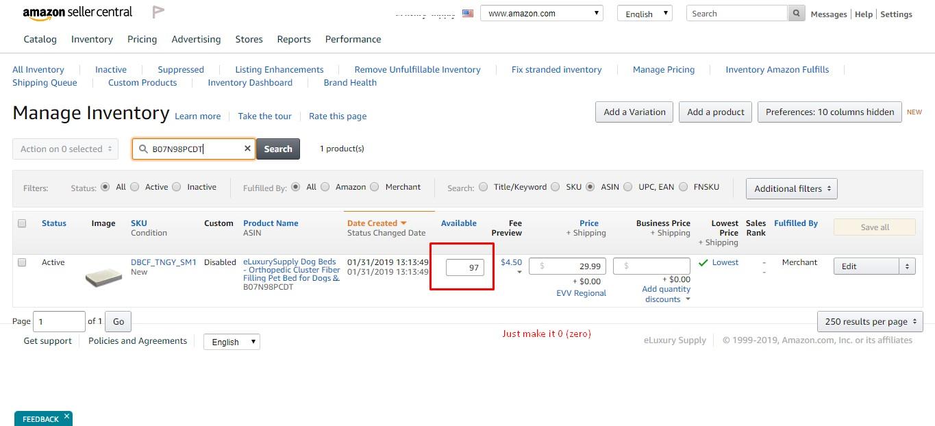 Listing Inactivation on Amazon with Zero out, Delete & Block features