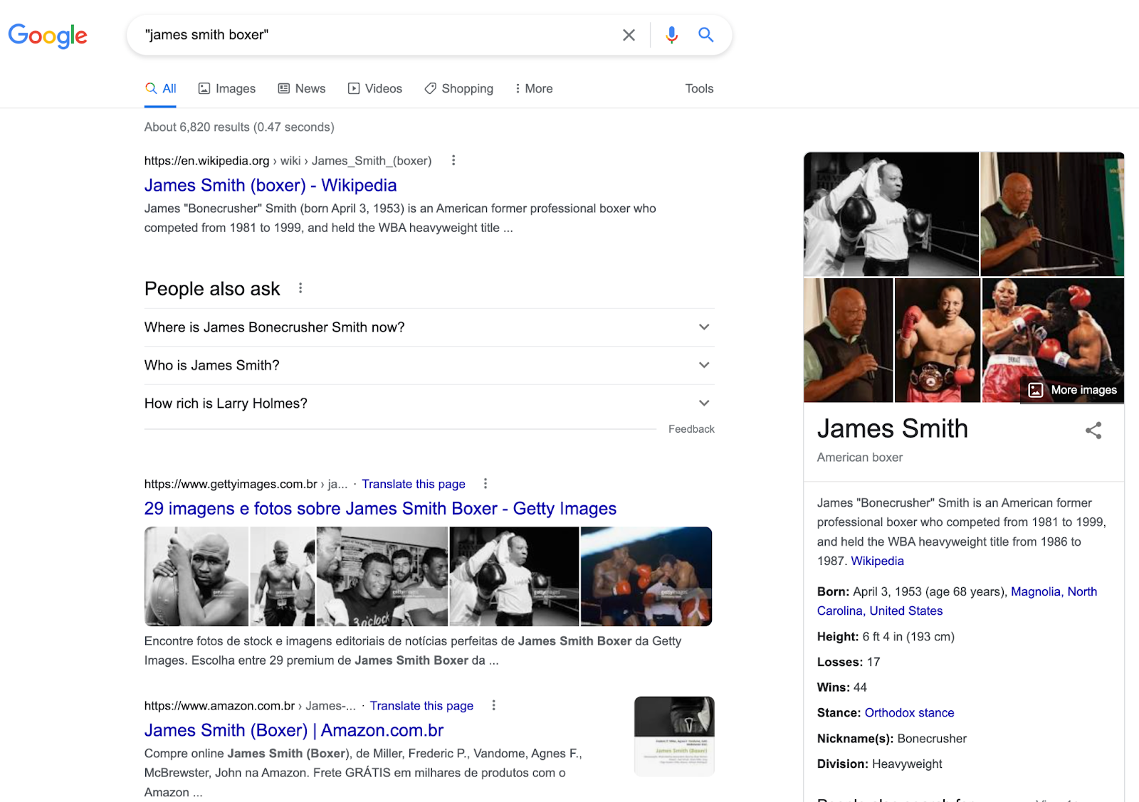 google exact match search showing the results