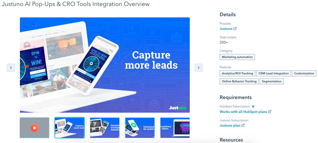 justuno hubspot integration