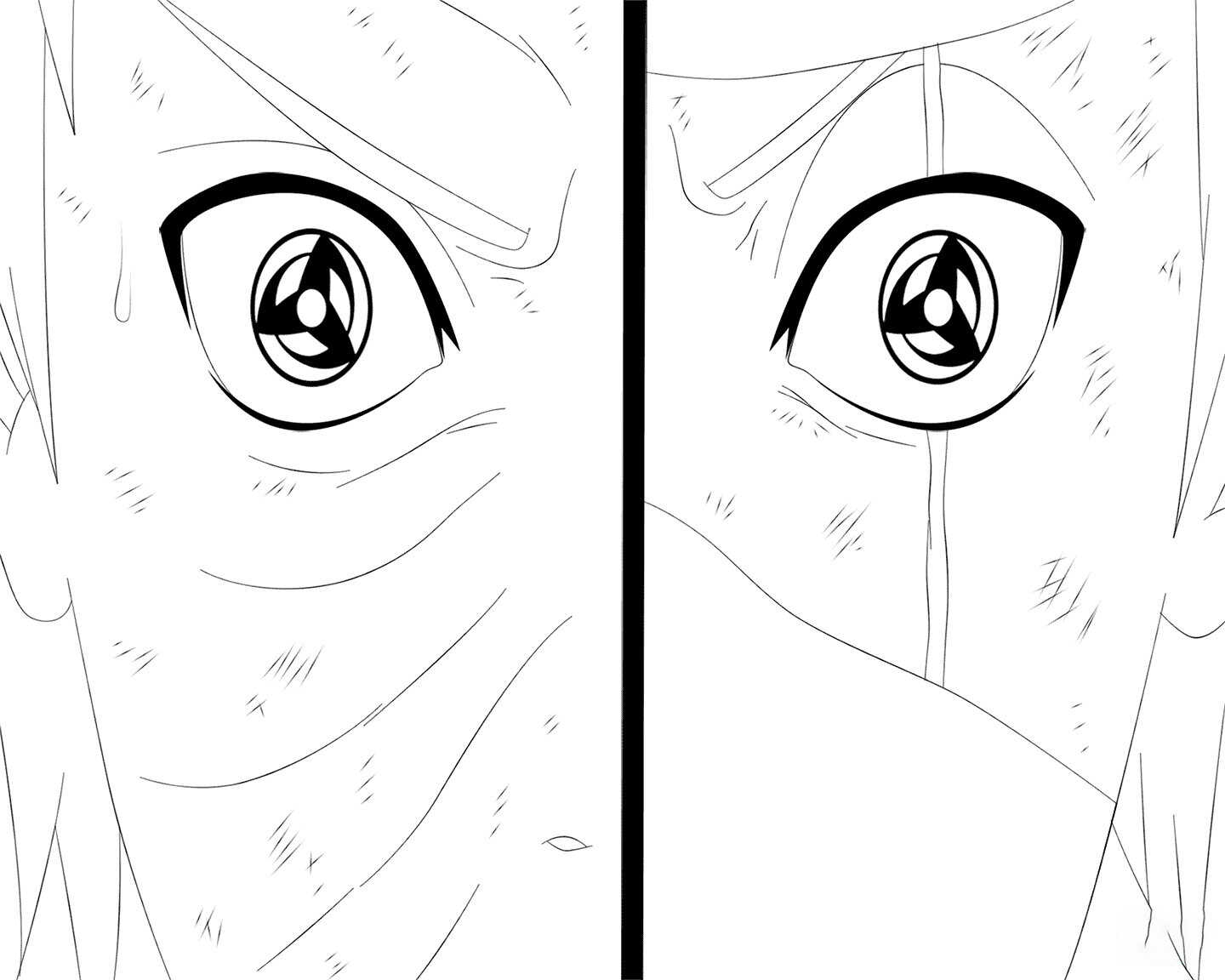 Obito and Kakashi perform Kamui on their eyes Naruto coloring pages