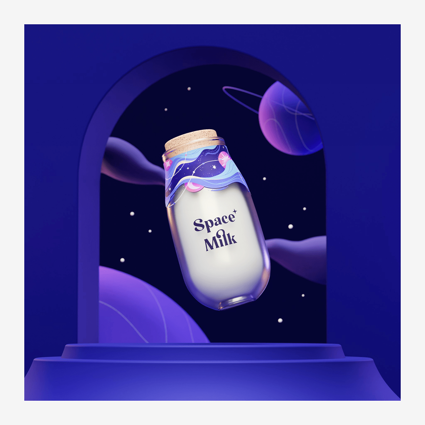 2D 3D bottle cosmic design ILLUSTRATION  Magic   milk package Space 