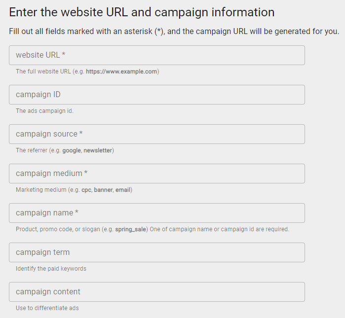 Campaign URL Builder, UTM code example
