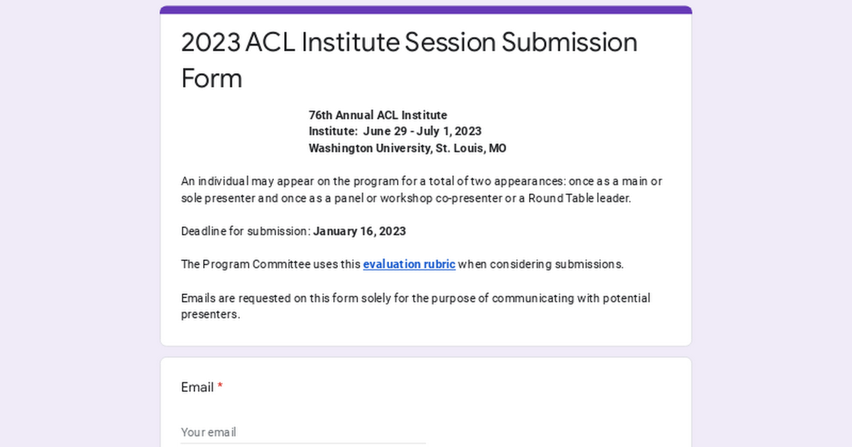 2023 ACL Institute Session Submission Form