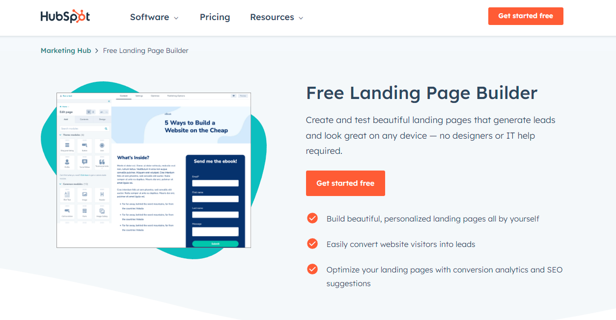 HubSpot review: Landing Pages