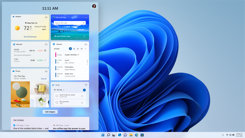 The widget are customizable and give you at-a-glance information about everything you need