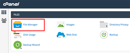 Gerenciador de arquivos no cPanel