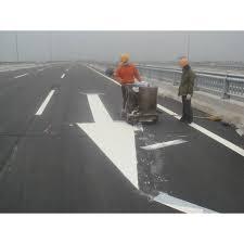 Traffic paint construction on the highway