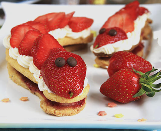 Strawberry snake cookies