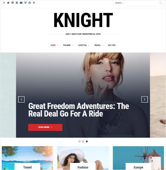 Knight - Theme dành cho WordPress đẹp, phù hợp với mọi wesbite