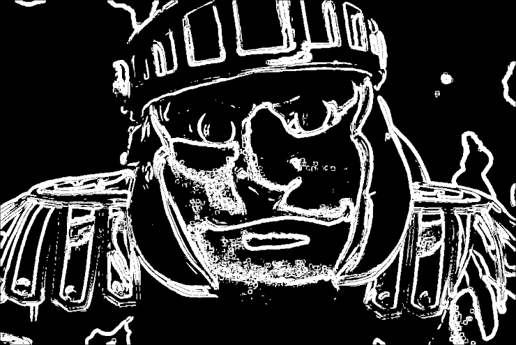 Example edge detection taken of the Sparty Image