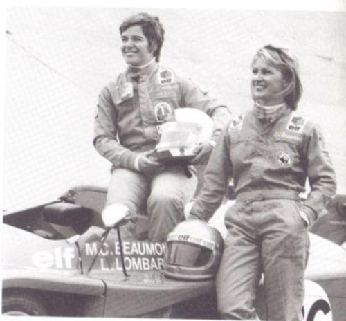 D:\Documenti\posts\posts\Women and motorsport\foto\Marie-Claude Beaumont with Lella Lombardi and their Renault-Alpine sportscar in 1975. Their best finish was fourth.jpg