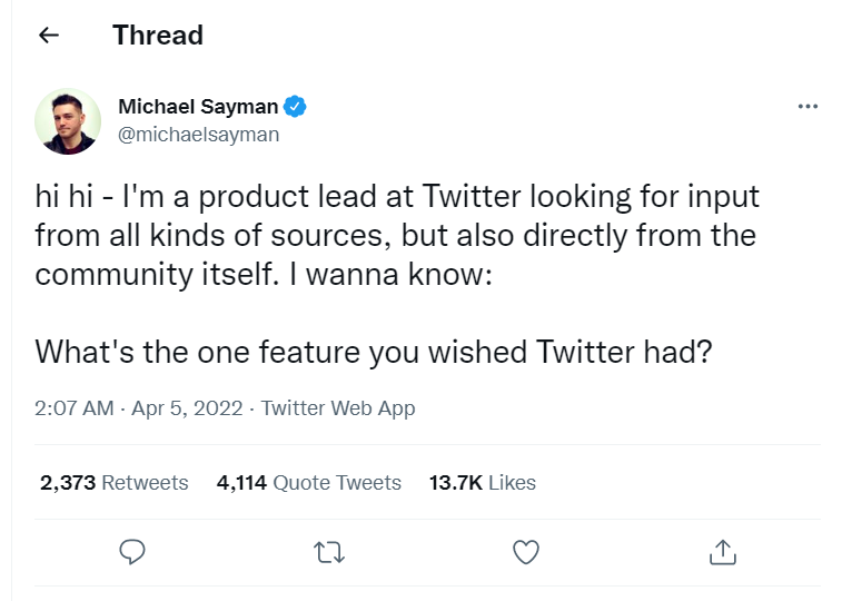Tweet of Michael Sayman