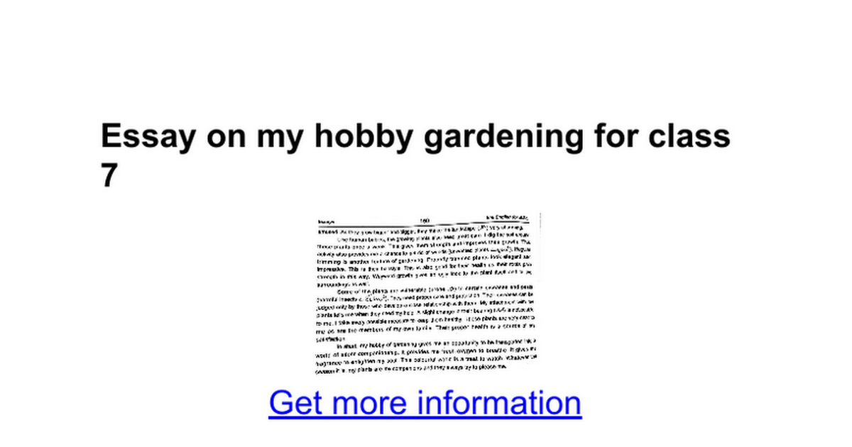 paragraph on my hobby gardening